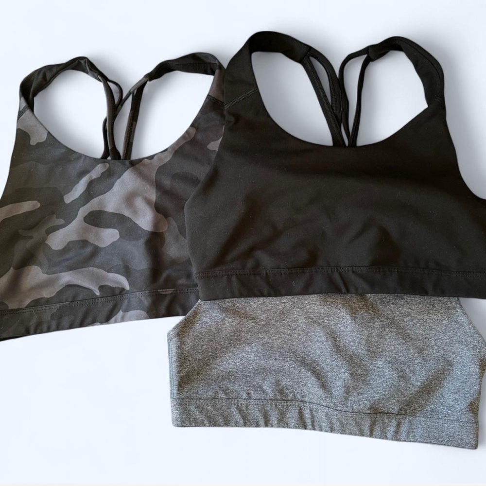 Old Navy Gray, Black, and Camo Sports Bras